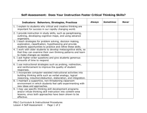 Self-Assessment: Does Your Instruction Foster Critical Thinking Skills
