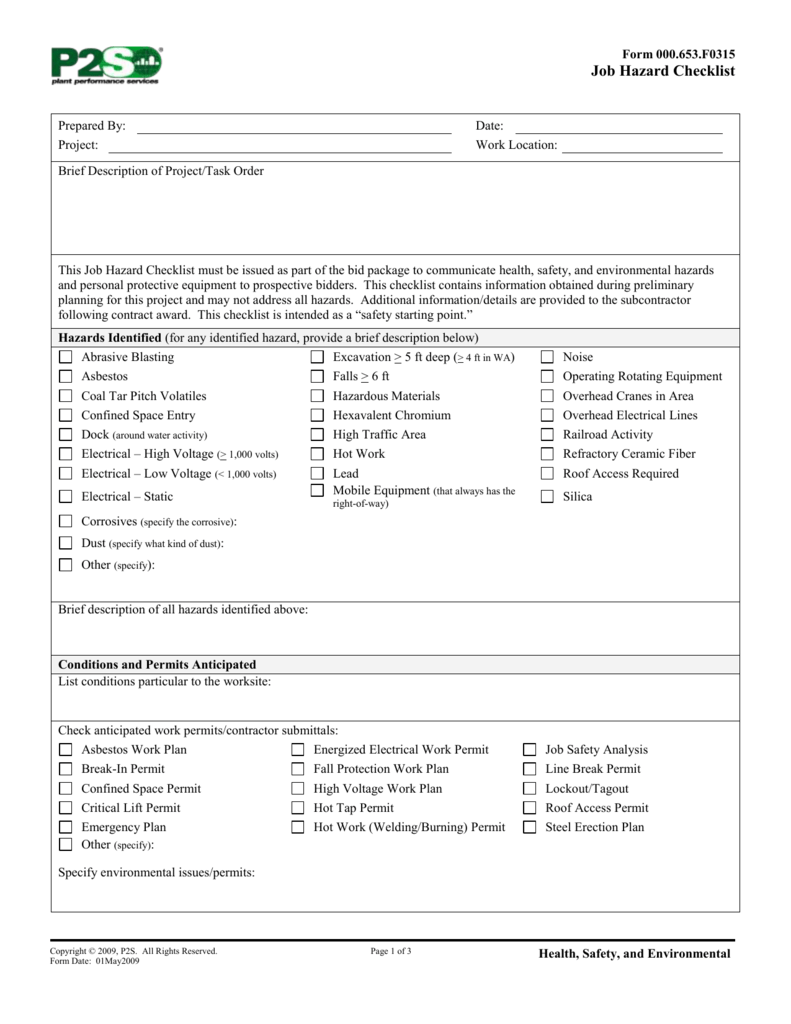 hot work job safety analysis