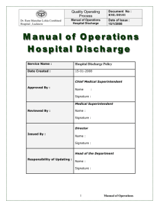 Hospital Discharge Policy - Department of Medical Health and