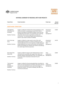 NATIONAL SUMMARY OF REGIONAL ARTS FUND PROJECTS