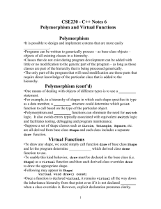 Polymorphism and Virtual Functions - SUNY