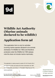 Wildlife Act Authority application form 9d