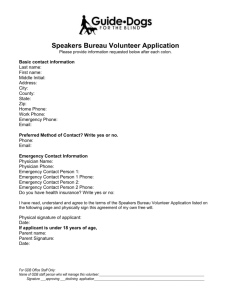 Speakers Bureau Volunteer Application