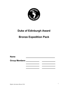 Bronze expeditions areas, campsites and routes