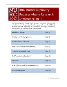UBC Multidisciplinary Undergraduate Research Conference 2012