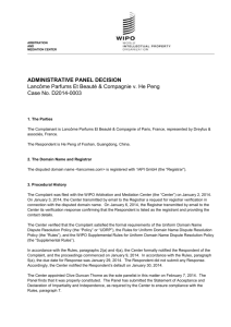 WIPO Domain Name Dispute Case No. D2014-0003