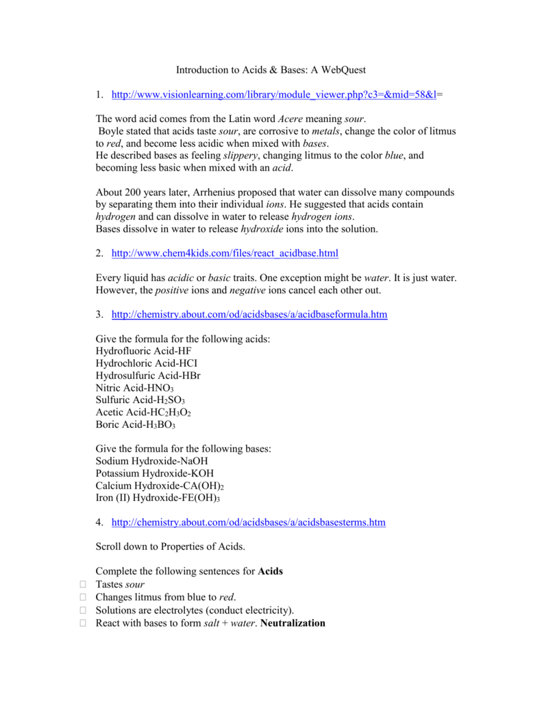 acids and bases questions and answers pdf Throughout Acid And Base Worksheet Answers