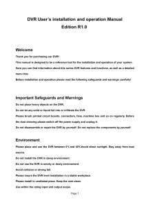 B series DVR User`s installation and operation Manual