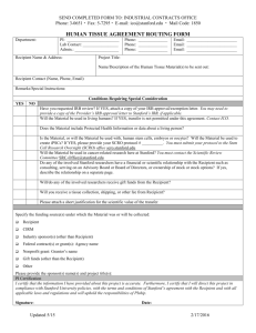 Human Tissue Transfer Agreement Routing Form