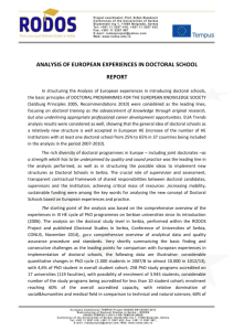 Report on analysis of European experiences in doctoral