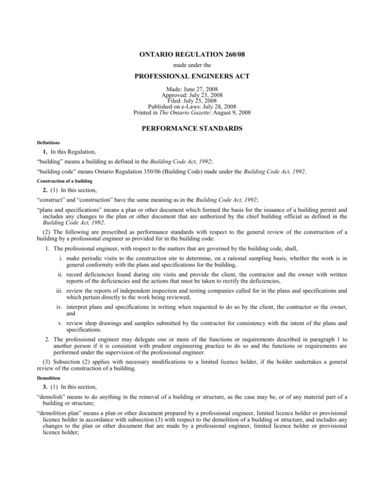 PROFESSIONAL ENGINEERS ACT Professional engineers act