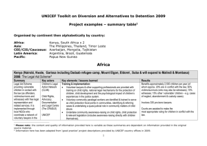 UNICEF Toolkit – Diversion & Alternatives to Deprivation of Liberty