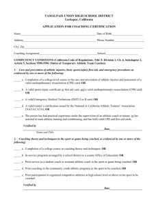Application for Coaching Certification
