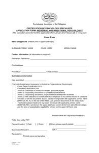 Industrial Organizational Psychologist Application Form