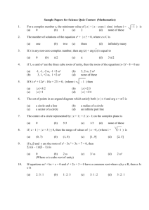 Sample Papers for Science Quiz Contest (Mathematics) 1. For a