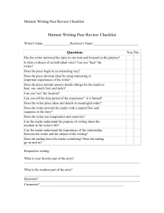 Memoir Writing Peer Review Checklist