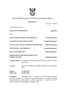 1 THE SUPREME COURT OF APPEAL OF SOUTH AFRICA