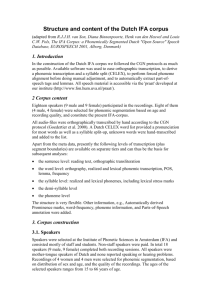 Structure and content of the Dutch IFA corpus