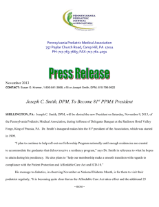 Joseph Smith Becomes 81st PPMA President