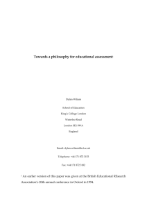 Towards a philosophy for educational assessment