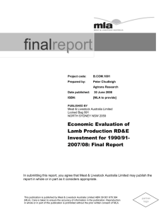 Economic evaluation of lamb production RD&E investment 1990/91