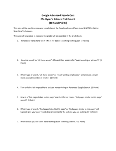 Google Advanced Search Quiz Mr. Ryser`s Science Enrichment (10