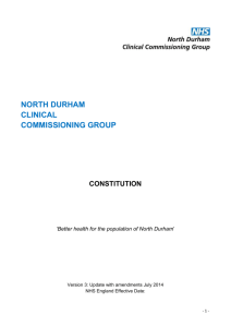 CCG Model Constitution - NHS North Durham Clinical