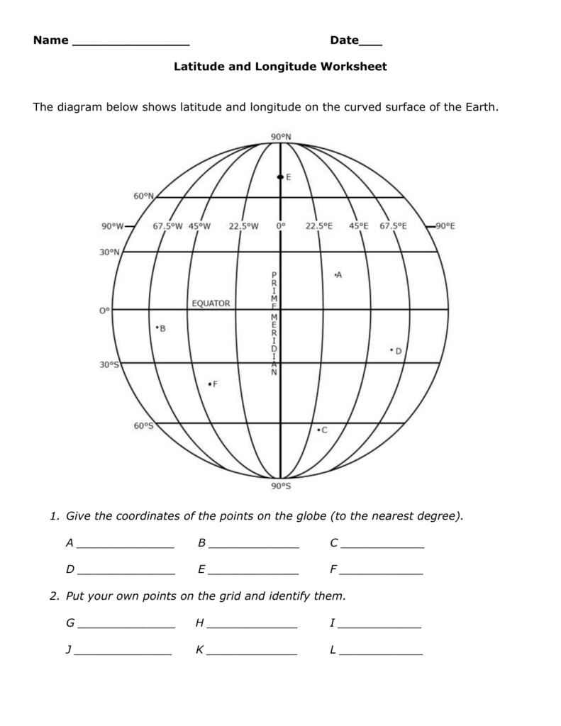 Latitude and longitude printable worksheets