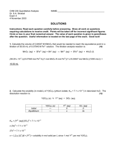 CHM 235 Quantitative Analysis