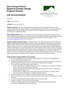Sierra Nevada Alliance Watershed Support Project Manager