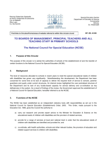 Circular Sp. Ed. 01/05 - The National Council for Special