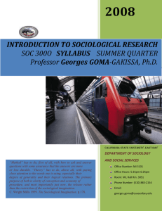 INTRODUCTION TO SOCIOLOGICAL RESEARCH SOC 300O