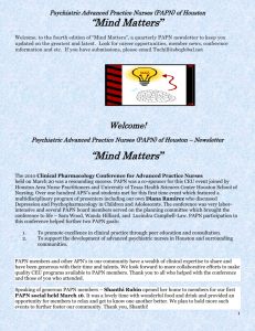 2010 April Newsletter - Psychiatric Advanced Practice Nurses of