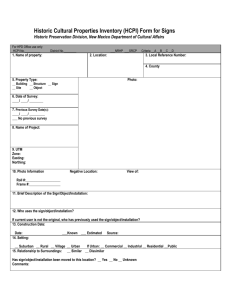Historic Cultural Properties Inventory (HCPI) Base Form (FORM 1)