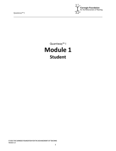 QuantwayTM I Quantway™ I Module 1 Student +++++ This Module