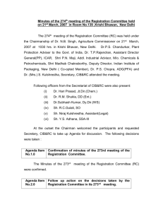 Minutes of the 274th meeting of the Registration Committee held