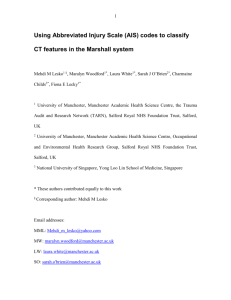 Using AIS codes to classify CT features in the