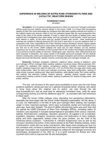 experience in welding of extra pure hydrogen filters and catalytic