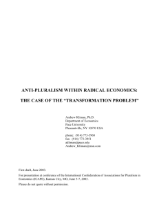 Anti-Pluralism within Radical Economics: The Case of the
