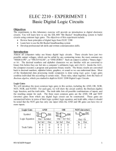 ELEC 2210 - EXPERIMENT 1 Basic Digital Logic Circuits Objectives