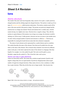 Sheet 5.4 Ions - Science for the NZ Curriculum
