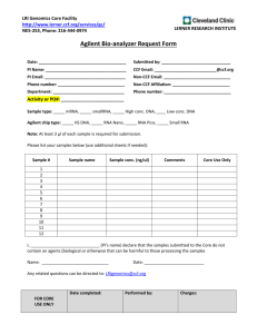 Agilent Bioanalyzer Sample Request Form