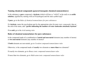 Naming chemical compounds (chemical nomenclature)