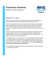 Shapinsay Primary Care Proposal March 2010
