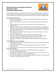 RTI Scheduling Considerations Checklist Elementary Level Reading