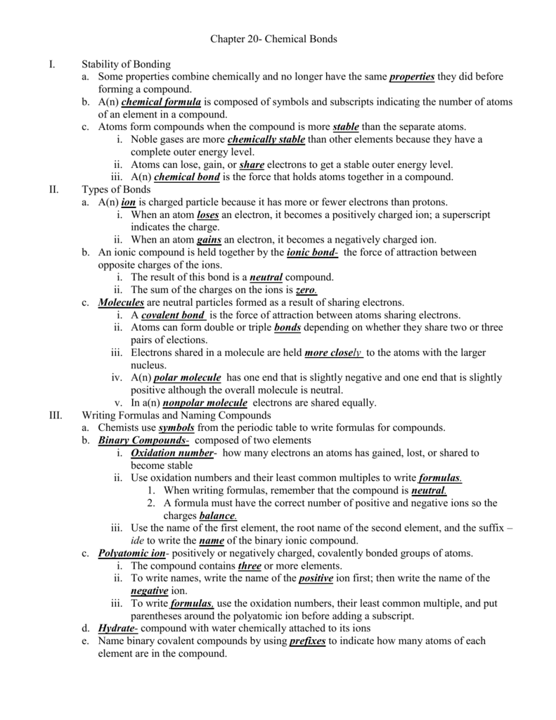 Chapter 11- Chemical Bonds With Regard To Overview Chemical Bonds Worksheet Answers