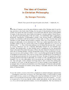THE IDEA OF CREATION IN CHRISTIAN PHILOSOPHY