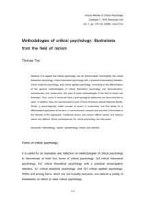 Methodologies of critical psychology