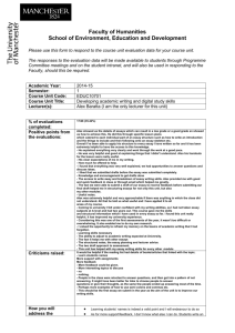 Faculty of Humanities - School of Environment, Education and