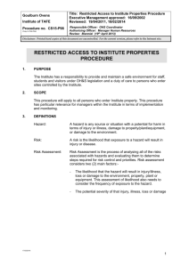 Title: Restricted Access to Institute Properties Procedure